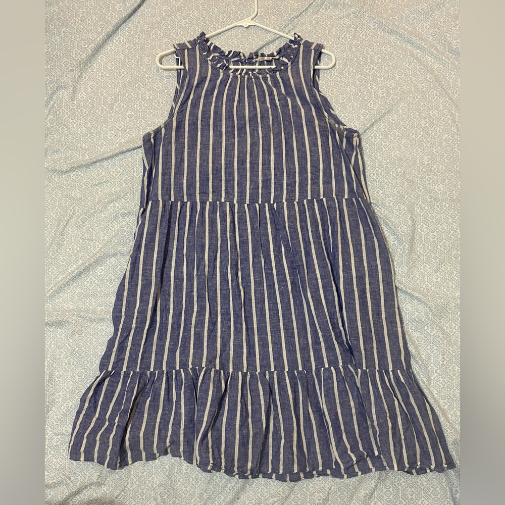 beachlunchlounge Blue and White Striped Midi Dress